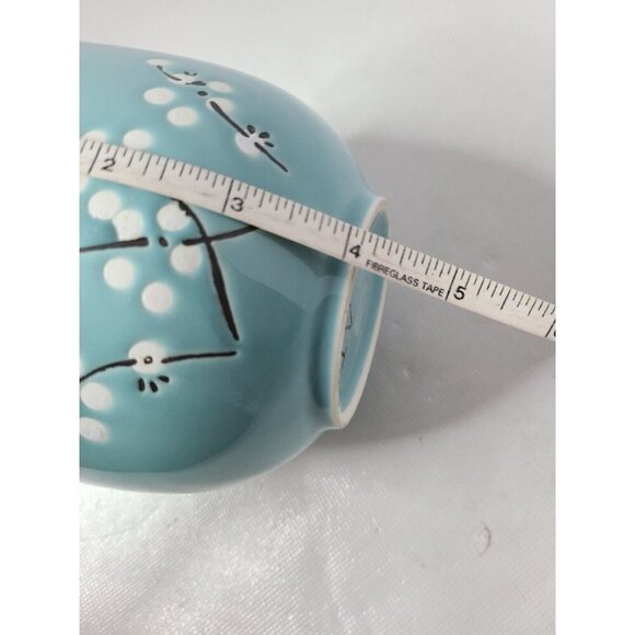 Vintage Light Blue Floral Asian Ceramic Planter Flower Pot Decorative Glossy - Picture 8 of 9